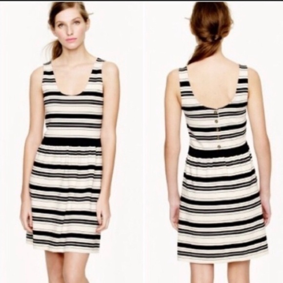J. Crew Villa Dress In Black And White Stripe - Picture 2 of 8